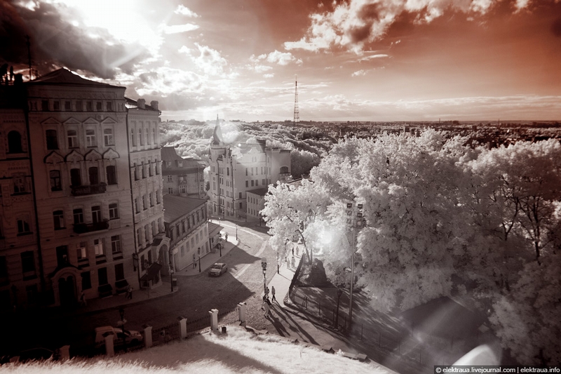 foto keindahan kota kiev menggunakan lensa infra merah