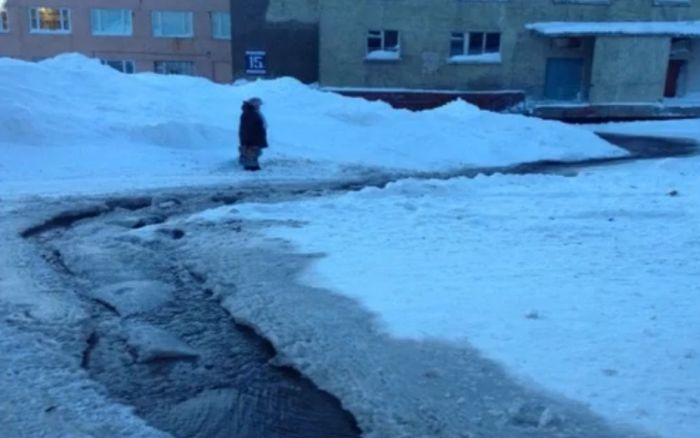 Another Frozen Flood Accident: Freezing Town of Dudinka