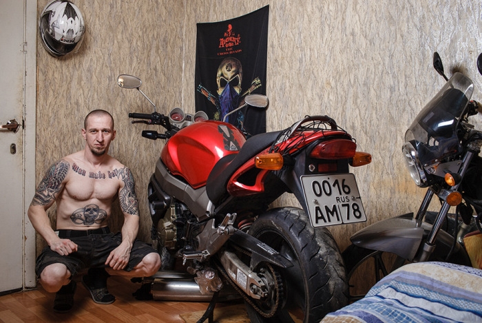Russian Bikers Store Their Bikes in Apartments Over Winter