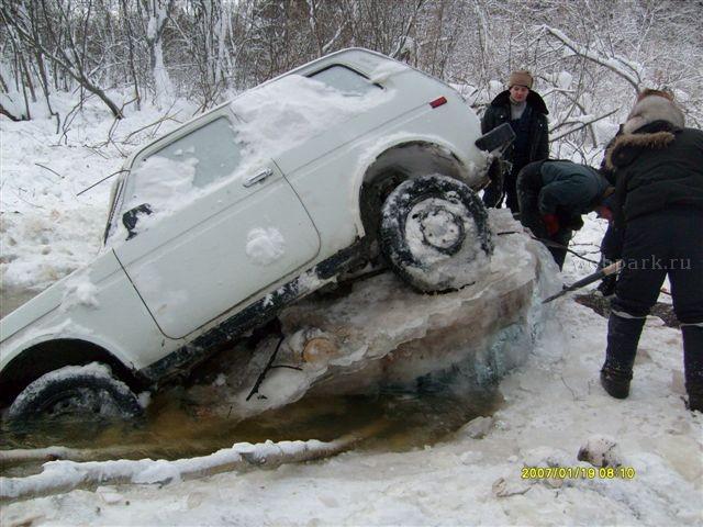 Russian Lada car in ice  2