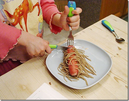 Sausage pinned with spaghetti - haired sausage 2