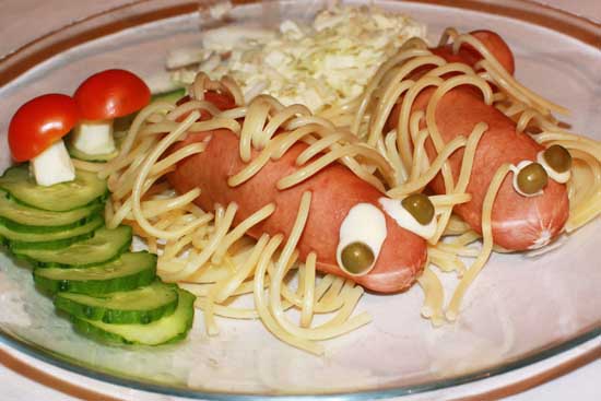 Sausage pinned with spaghetti - haired sausage 4